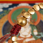 Tibetan Vajra brass red string bracelet prosperity protection handcrafted — full bracelet coil | BuddhaManifest™