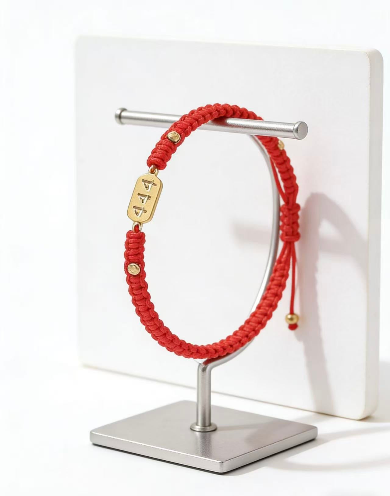 444 angel number red string bracelet divine protection grounding cord — stack styling shot | BuddhaManifest™