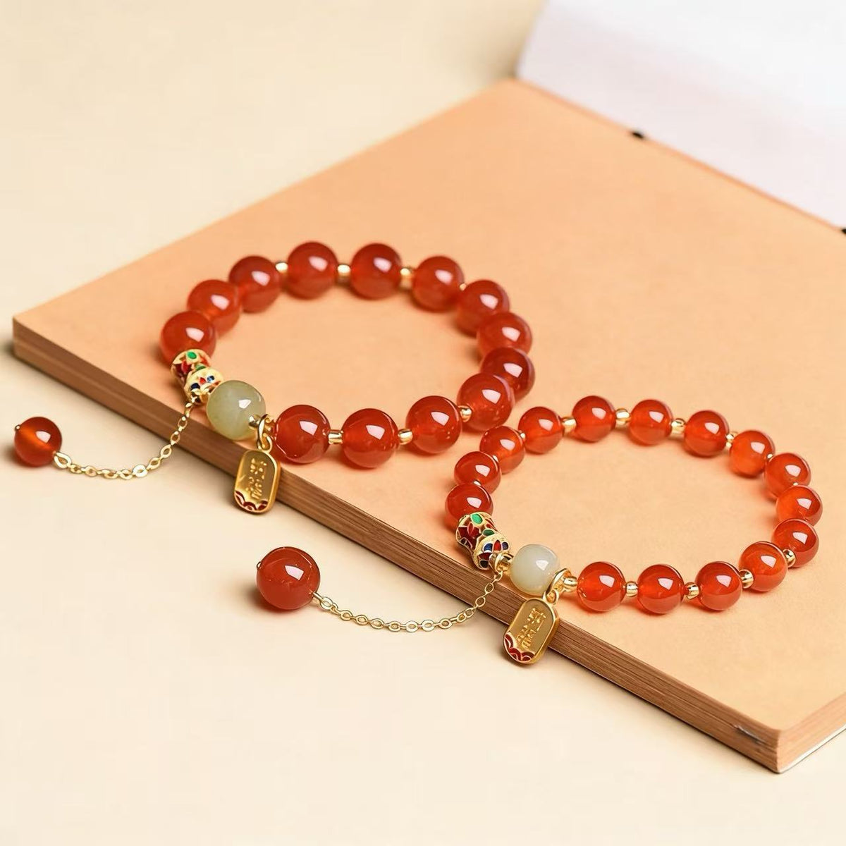 BuddhaManifest™ Red Agate & Nephrite Jade Vitality Bracelet Secondary image