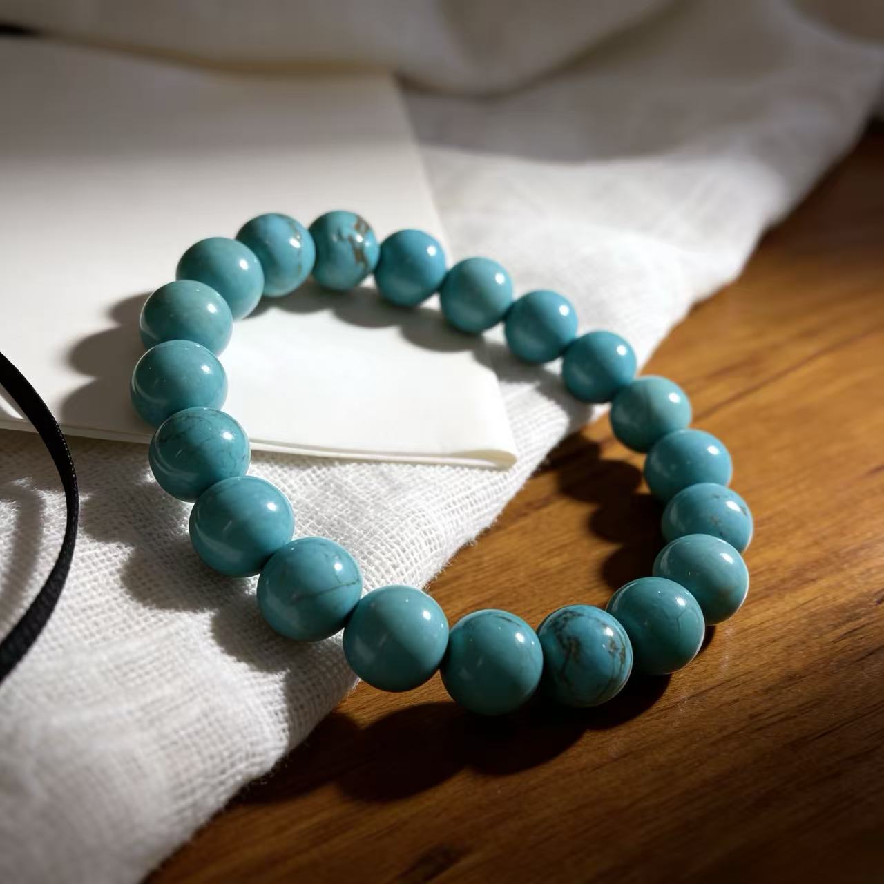 Natural turquoise protection bracelet sky stone calm spiritual jewelry — bead & charm detail | BuddhaManifest™