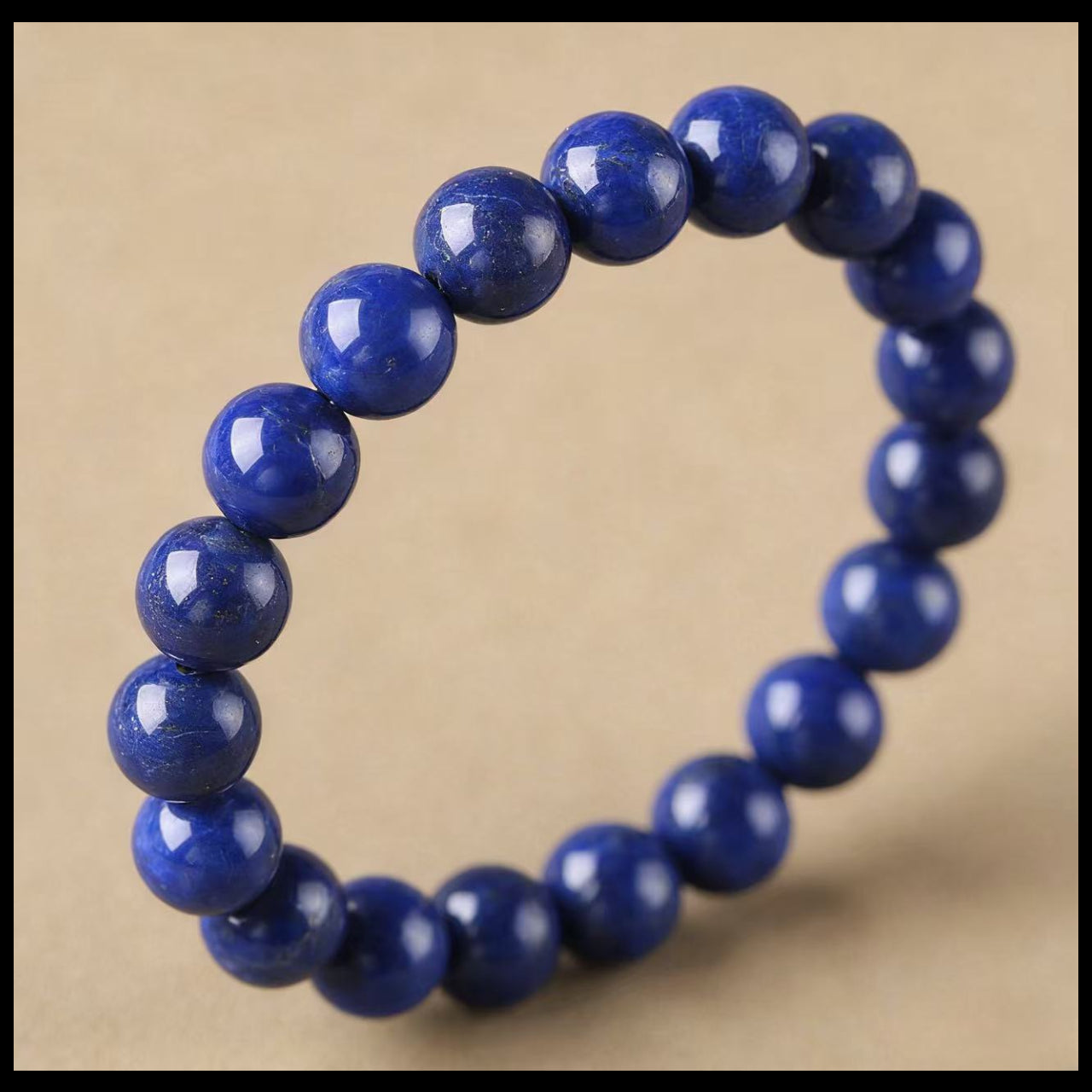 Royal lapis lazuli wisdom bracelet healing crystal deep blue jewelry — bead & charm detail | BuddhaManifest™