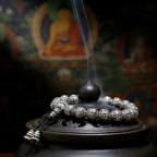 Six True Words mantra Wu Lou bracelet health protection Tibetan jewelry — bead & charm detail | BuddhaManifest™