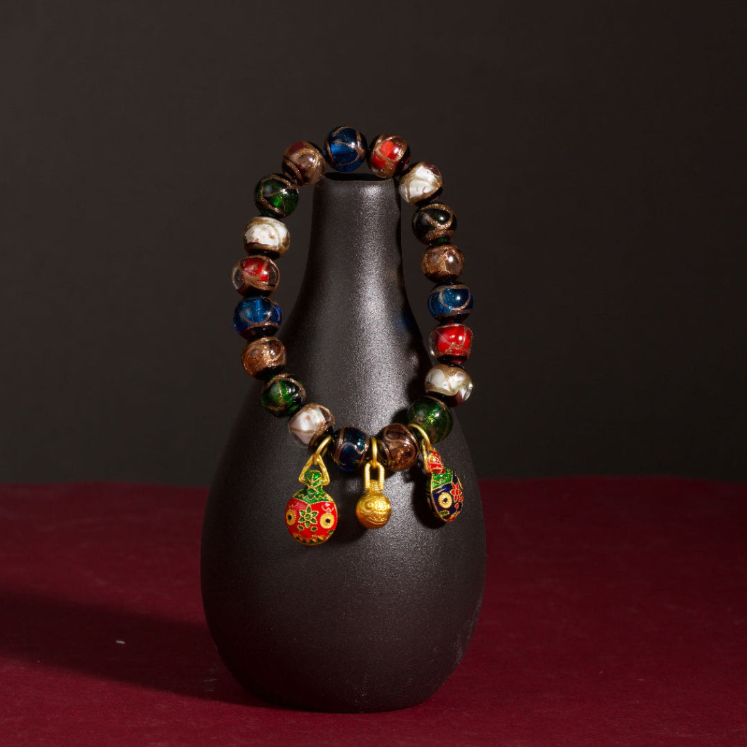 Liuli glass incense ash style bracelet temple color spiritual jewelry — on-wrist lifestyle | BuddhaManifest™