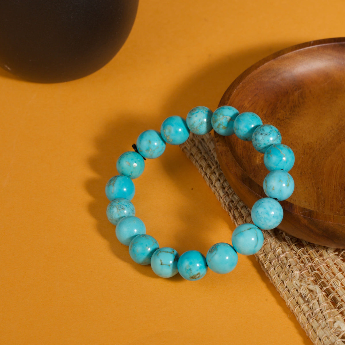 Natural turquoise protection bracelet sky stone calm spiritual jewelry — flatlay front view | BuddhaManifest™ Main image