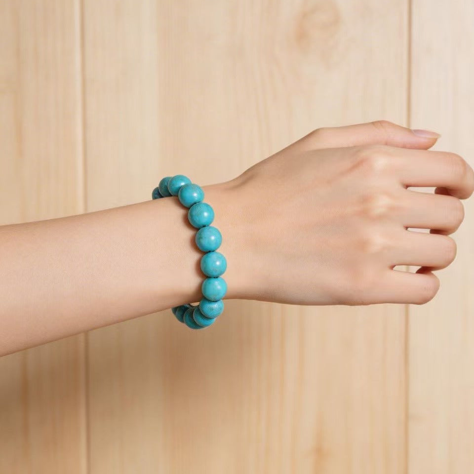 Natural turquoise protection bracelet sky stone calm spiritual jewelry — full bracelet coil | BuddhaManifest™