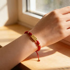 333 angel number red string bracelet support growth intention cord — full bracelet coil | BuddhaManifest™