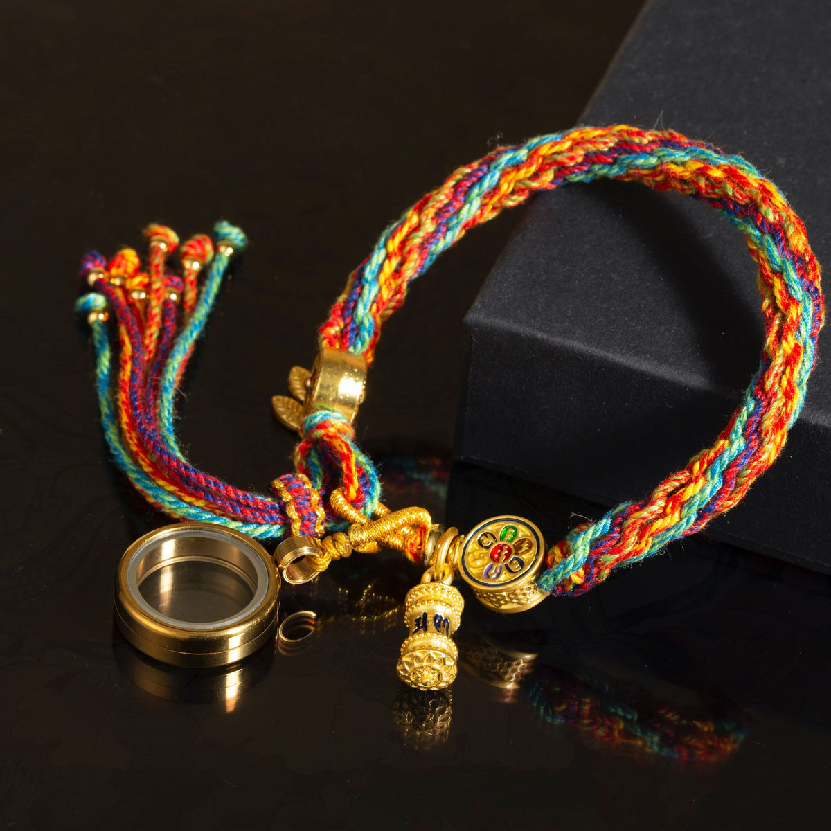 BuddhaManifest™ Tibetan Five-Color Rope & Gau Locket — Prayer Box Secondary image