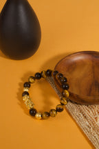 Golden tiger eye Pixiu wealth bracelet Feng Shui abundance courage jewelry — bead & charm detail | BuddhaManifest™