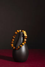 Golden tiger eye Pixiu wealth bracelet Feng Shui abundance courage jewelry — side angle product | BuddhaManifest™