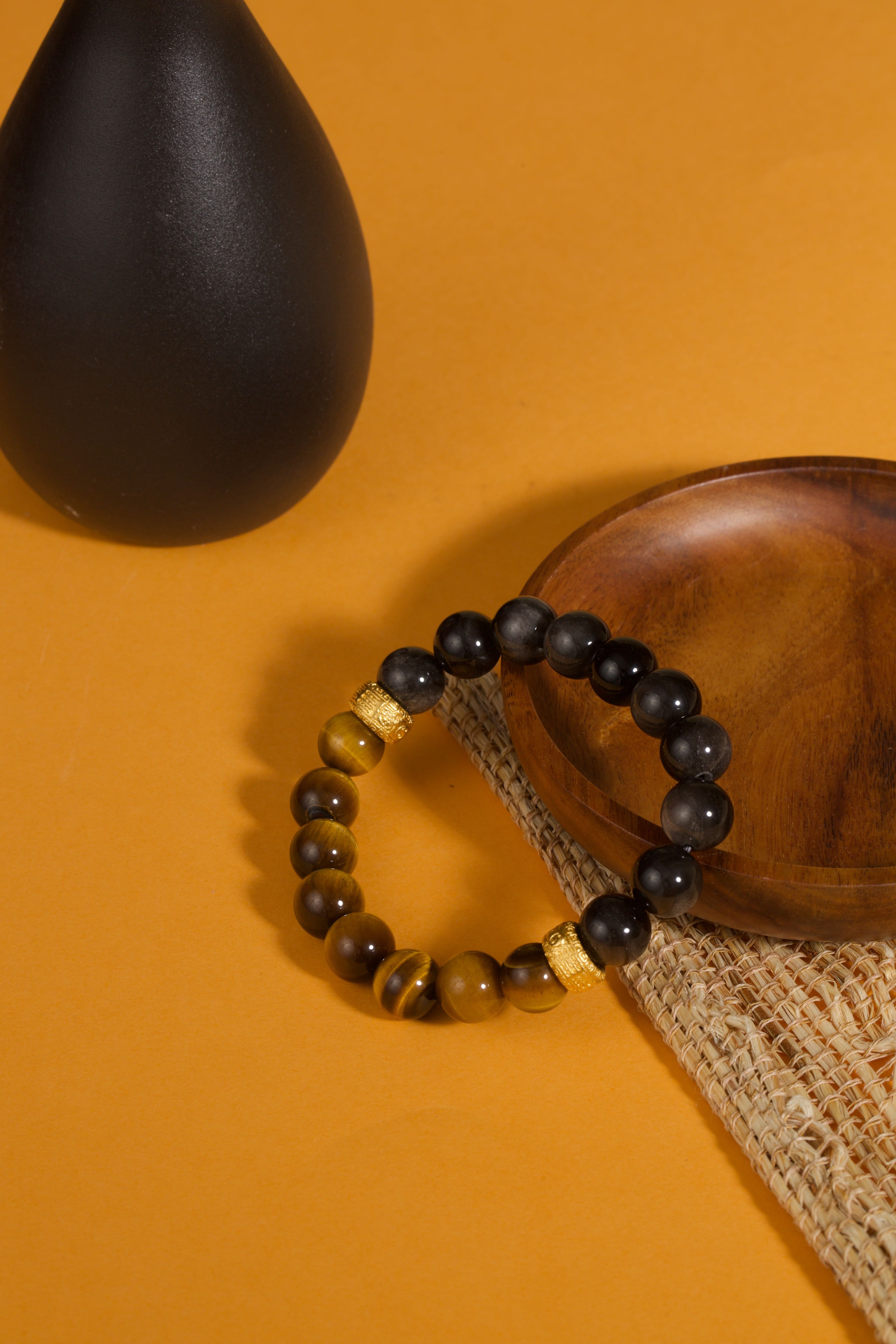 BuddhaManifest™ Tiger's Eye & Obsidian Bracelet — Courage & Insight Secondary image