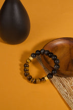 Yellow tiger eye obsidian bracelet Feng Shui courage insight protection — on-wrist lifestyle | BuddhaManifest™