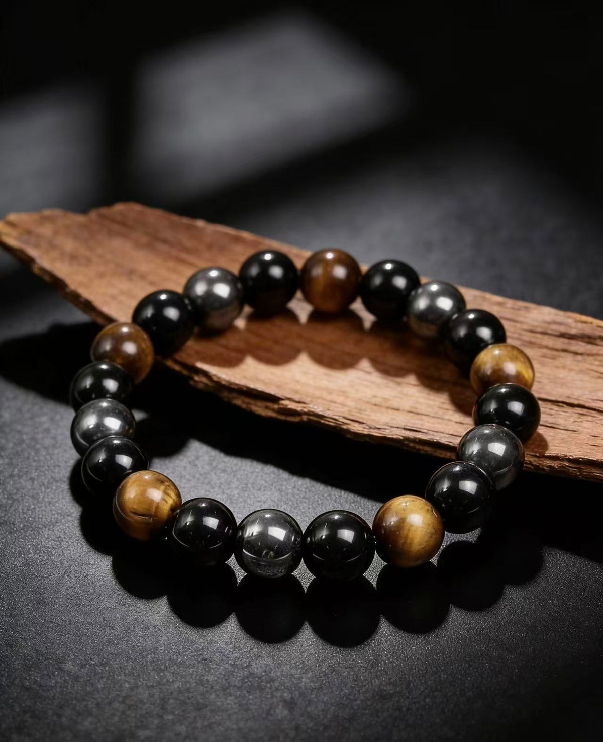 BuddhaManifest™ Triple Protection Bracelet — Tiger's Eye, Obsidian & Hematite Secondary image