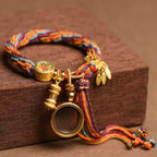 Tibetan five color rope Gau locket prayer box protection jewelry — bead & charm detail | BuddhaManifest™