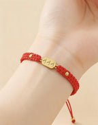 444 angel number red string bracelet divine protection grounding cord — side angle product | BuddhaManifest™